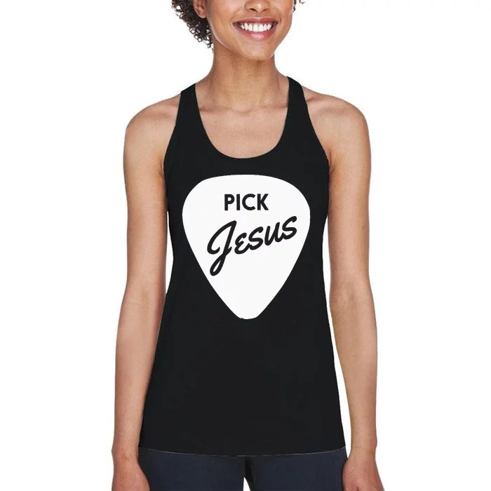 Christianis Guitar Pick Jesus Women's Racerback Tank