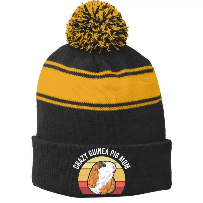 Crazy Guinea Pig Mom Stripe Pom Pom Beanie