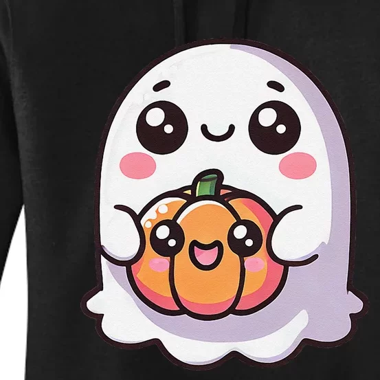 Cute Ghost Pumpkin Kawaii Funny Halloween Women's Pullover Hoodie