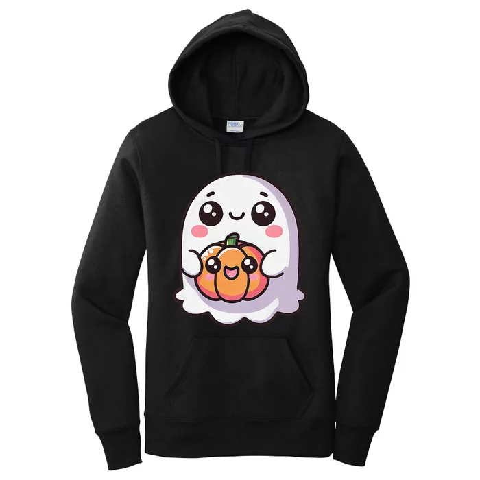 Cute Ghost Pumpkin Kawaii Funny Halloween Women's Pullover Hoodie