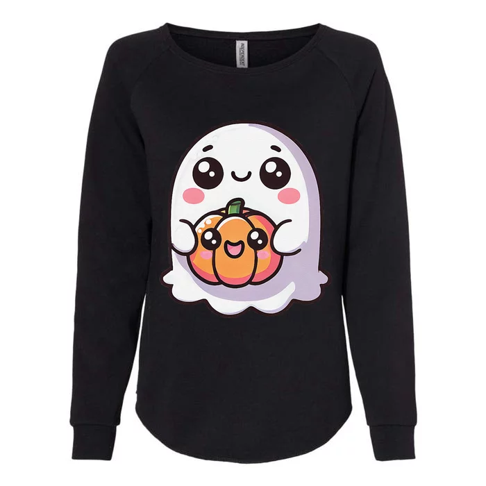 Cute Ghost Pumpkin Kawaii Funny Halloween Womens California Wash Sweatshirt