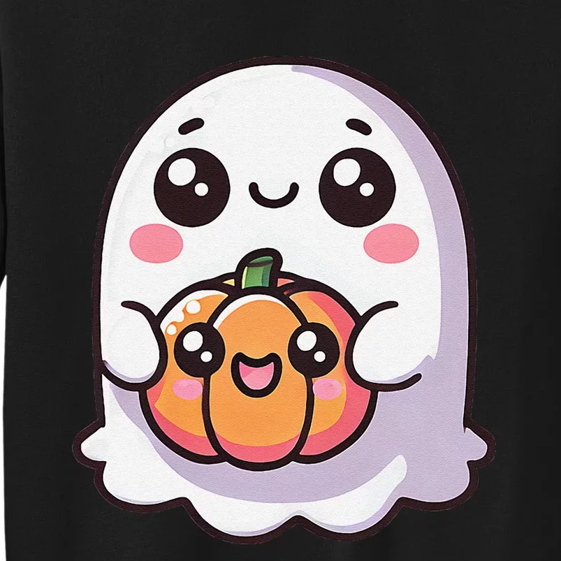 Cute Ghost Pumpkin Kawaii Funny Halloween Tall Sweatshirt