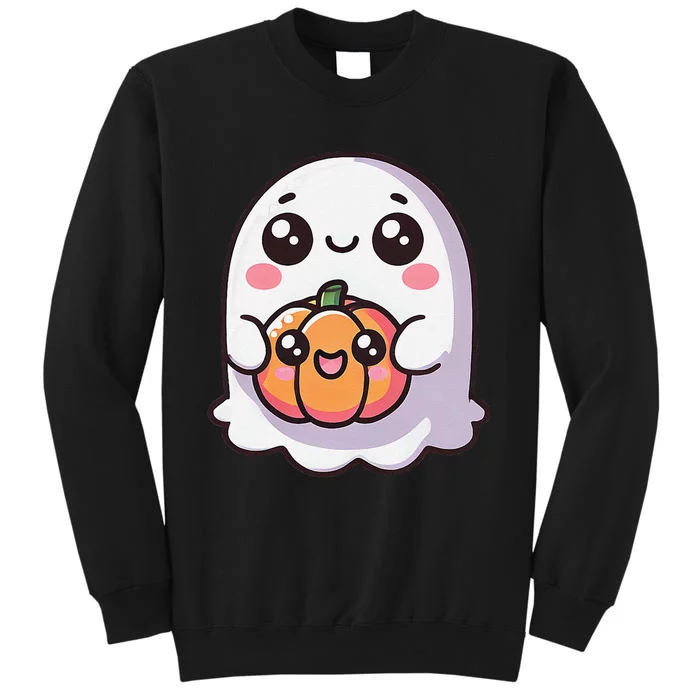 Cute Ghost Pumpkin Kawaii Funny Halloween Tall Sweatshirt