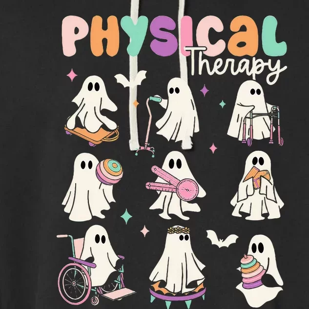 Cute Ghost Physical Therapy PT Physical Therapist Halloween Garment-Dyed Fleece Hoodie