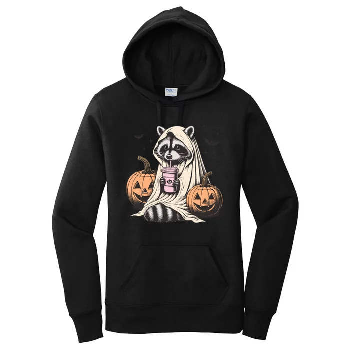 Cute Ghost Pumpkin Halloween Raccoon Costume Raccoon Lovers Women's Pullover Hoodie