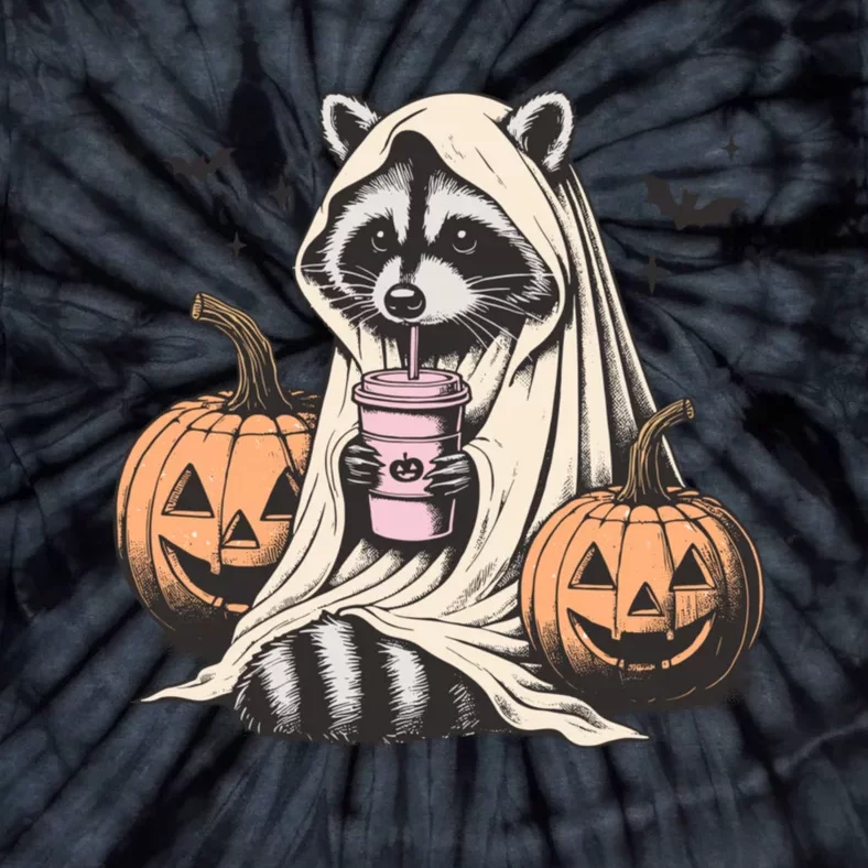 Cute Ghost Pumpkin Halloween Raccoon Costume Raccoon Lovers Tie-Dye T-Shirt