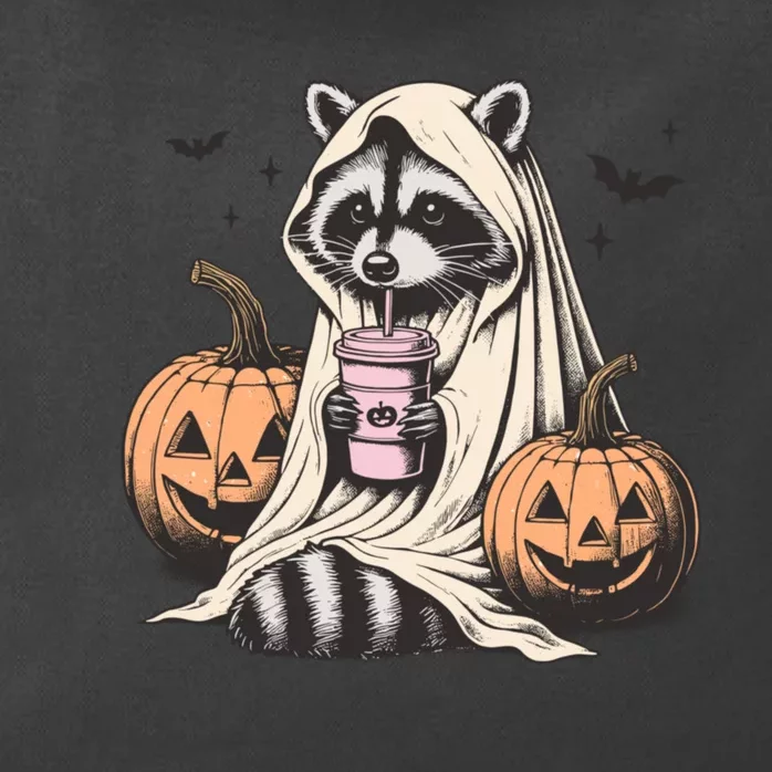 Cute Ghost Pumpkin Halloween Raccoon Costume Raccoon Lovers Zip Tote Bag