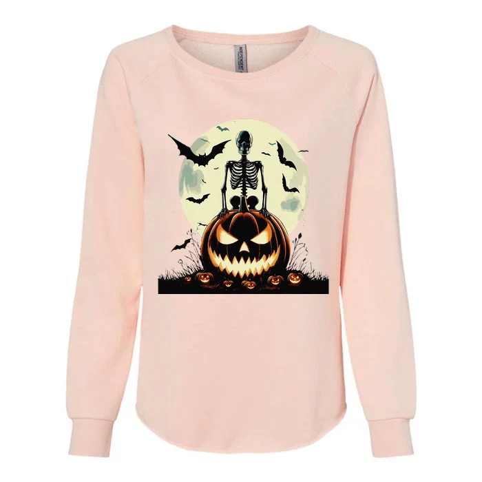 Cute Goth Pumpkin Head Skeleton For Autumn Lovers Womens California Wash Sweatshirt