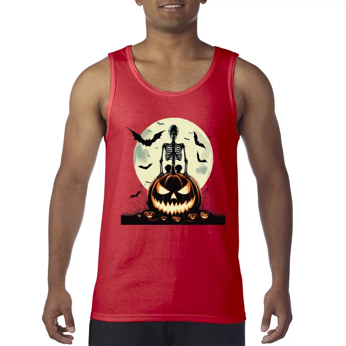 Cute Goth Pumpkin Head Skeleton For Autumn Lovers Tank Top