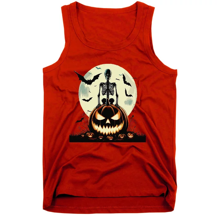 Cute Goth Pumpkin Head Skeleton For Autumn Lovers Tank Top