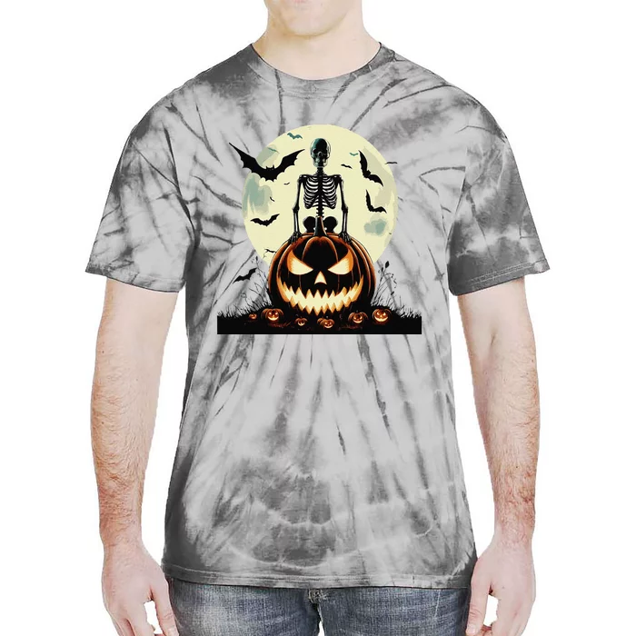 Cute Goth Pumpkin Head Skeleton For Autumn Lovers Tie-Dye T-Shirt