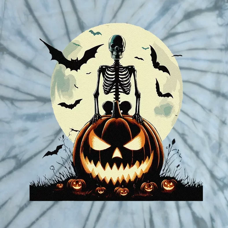 Cute Goth Pumpkin Head Skeleton For Autumn Lovers Tie-Dye T-Shirt