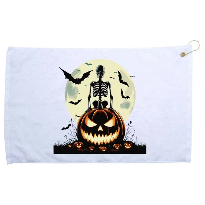 Cute Goth Pumpkin Head Skeleton For Autumn Lovers Grommeted Golf Towel