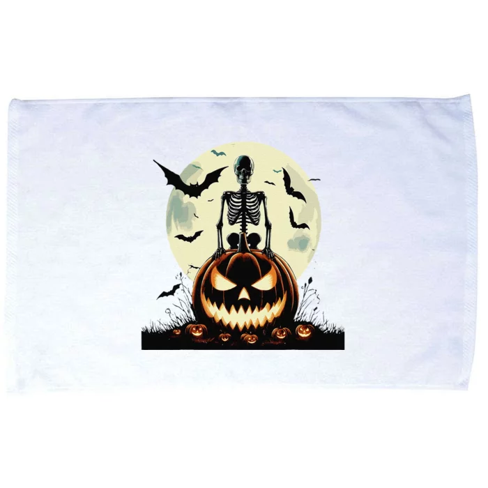 Cute Goth Pumpkin Head Skeleton For Autumn Lovers Microfiber Hand Towel