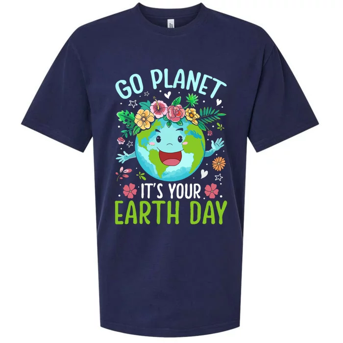 Cute Go Planet Its Your Earth Birthday Day 2024 Teacher Sueded Cloud Jersey T-Shirt