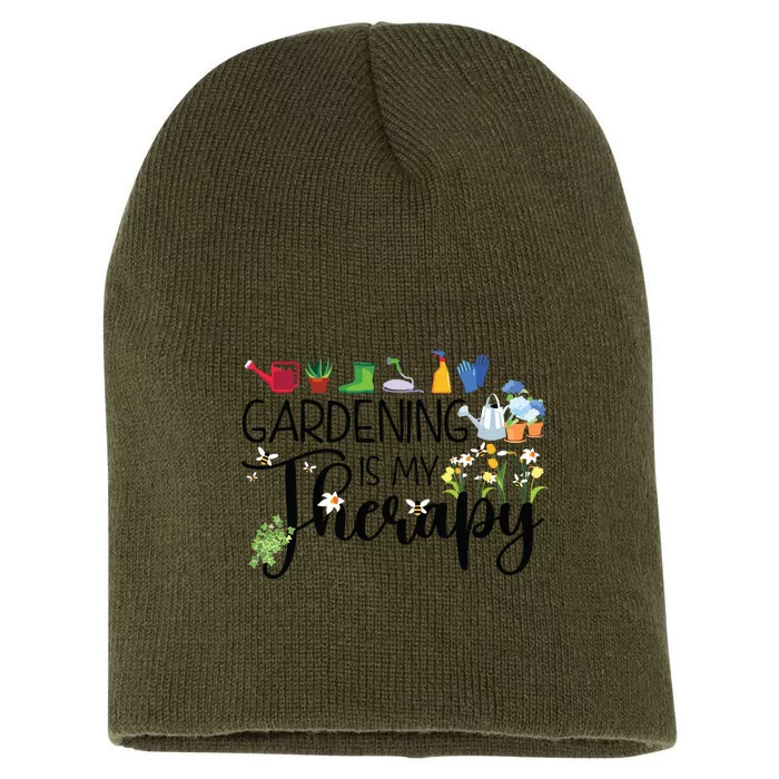 Cool Garden Plant Owner Gardening Is My Therapy Funny Saying Short Acrylic Beanie