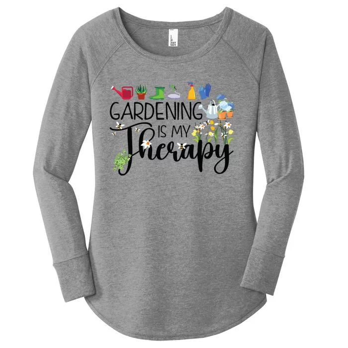 Cool Garden Plant Owner Gardening Is My Therapy Funny Saying Women's Perfect Tri Tunic Long Sleeve Shirt