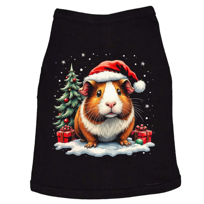 Cute Guinea Pig With Santa Hat And Snow Holiday Christmas Doggie Tank