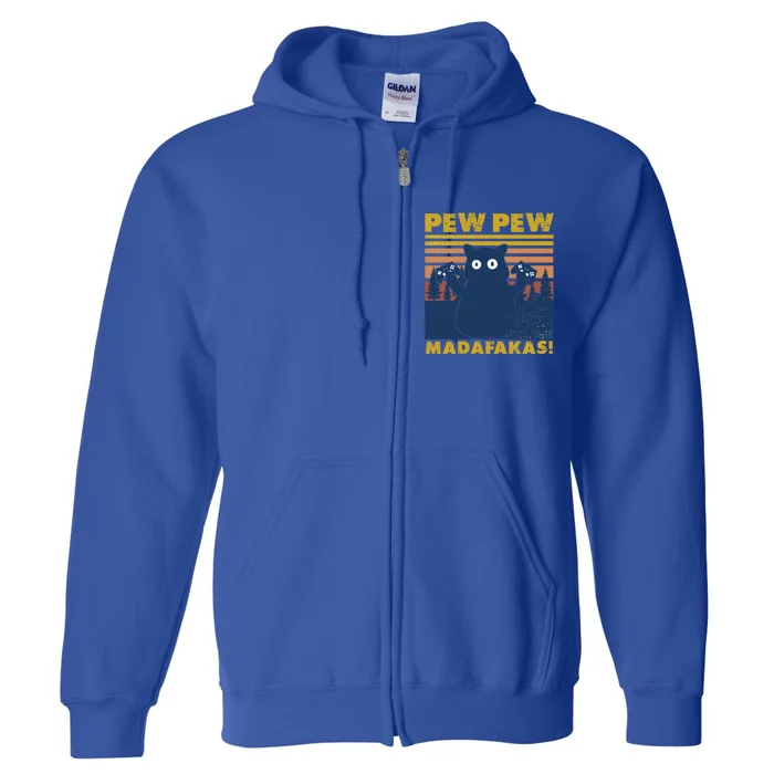 Cat Gaming Pew Pew Madafakas Vintage Gamepad Gift Full Zip Hoodie