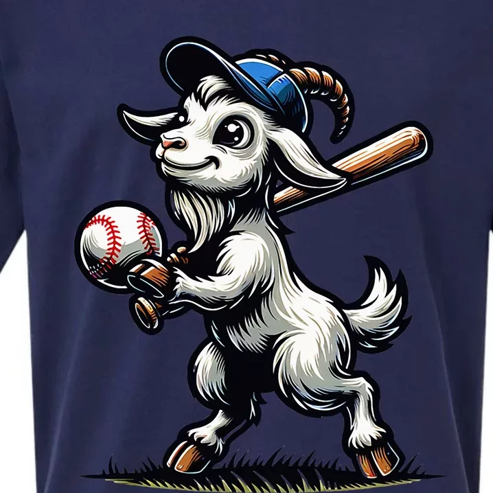 Cute Goat Playing Baseball Sueded Cloud Jersey T-Shirt