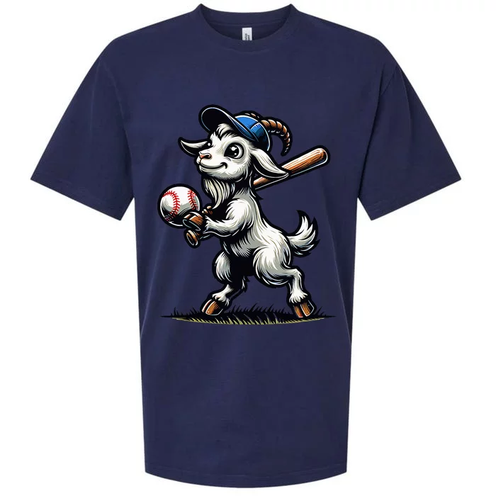 Cute Goat Playing Baseball Sueded Cloud Jersey T-Shirt