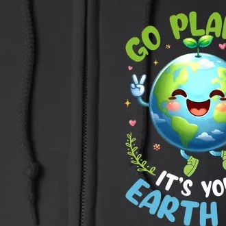 Cute Go Planet Its Your Earth Day 2024 Teacher Student Full Zip Hoodie