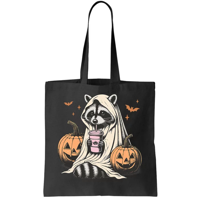 Cute Ghost Pumpkin Halloween Raccoon Costume Raccoon Lovers Tote Bag