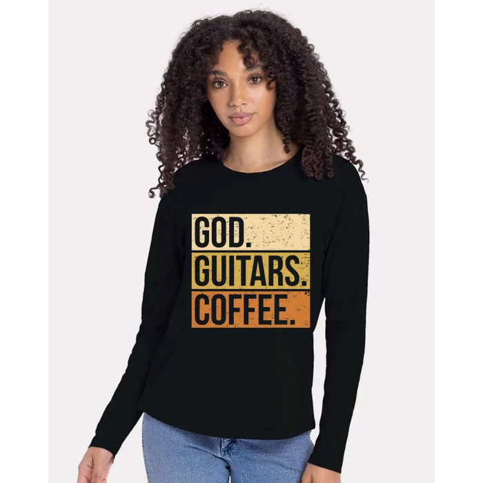 Christian Guitar Player Guitarist I God Guitars Coffee Womens Cotton Relaxed Long Sleeve T-Shirt