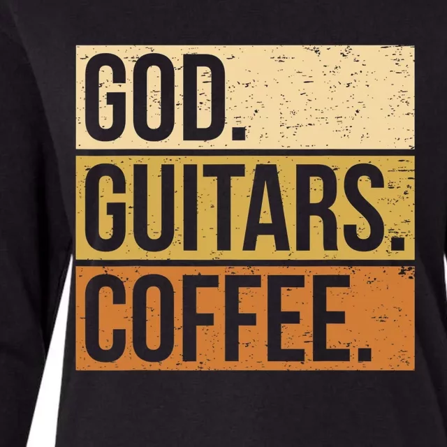 Christian Guitar Player Guitarist I God Guitars Coffee Womens Cotton Relaxed Long Sleeve T-Shirt