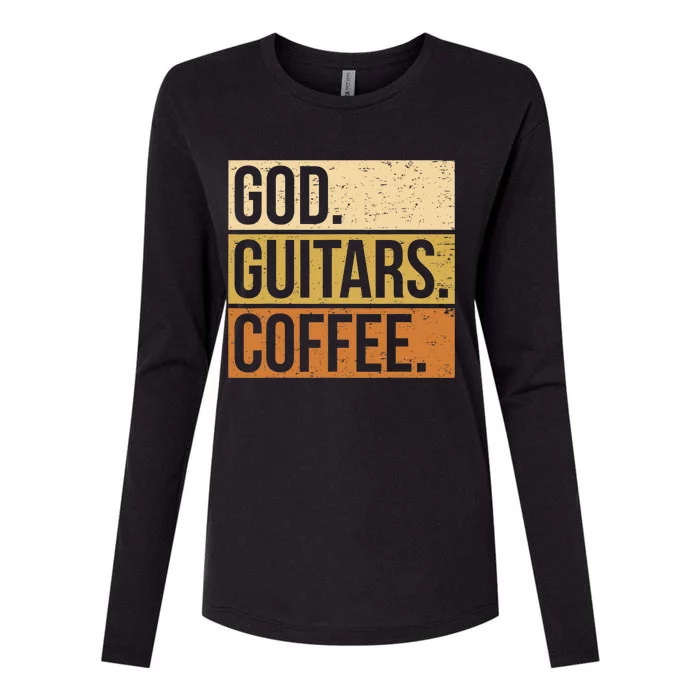 Christian Guitar Player Guitarist I God Guitars Coffee Womens Cotton Relaxed Long Sleeve T-Shirt