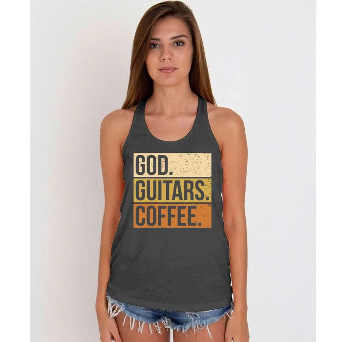 Christian Guitar Player Guitarist I God Guitars Coffee Women's Knotted Racerback Tank