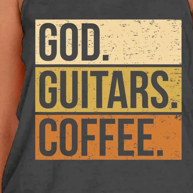 Christian Guitar Player Guitarist I God Guitars Coffee Women's Knotted Racerback Tank