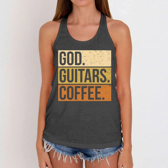 Christian Guitar Player Guitarist I God Guitars Coffee Women's Knotted Racerback Tank