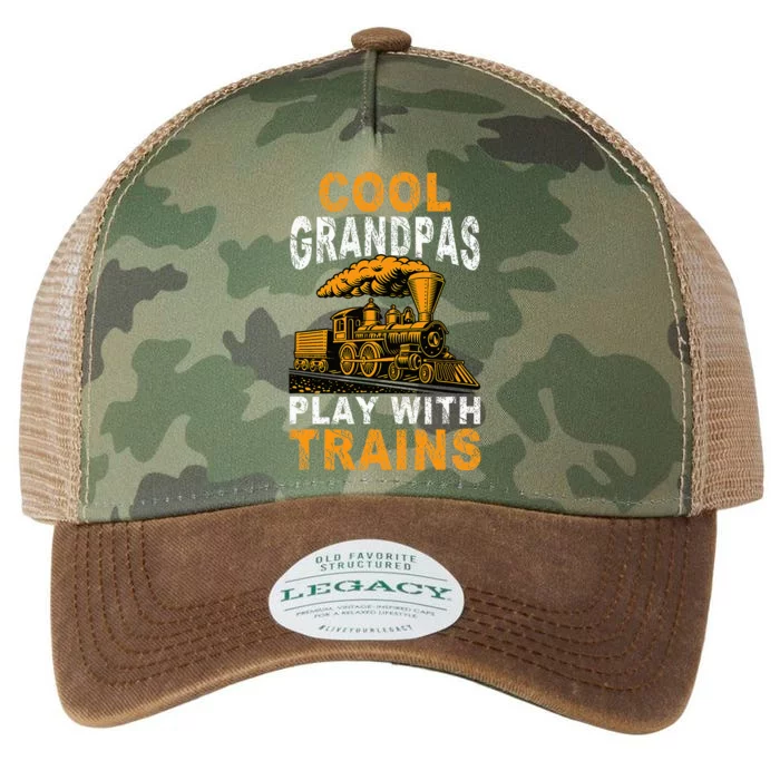 Cool Grandpas Play With Trains Locomotive Train Grandpa Legacy Tie Dye Trucker Hat