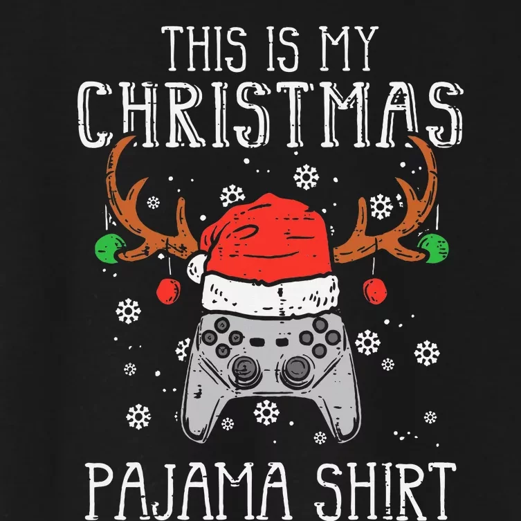 Christmas Gamer Pajama Set Women's Crop Top Tee