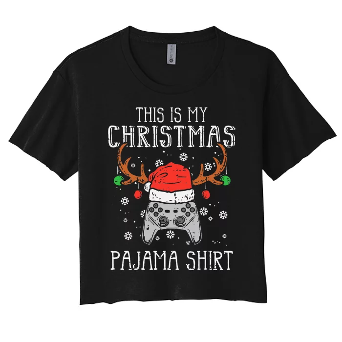 Christmas Gamer Pajama Set Women's Crop Top Tee