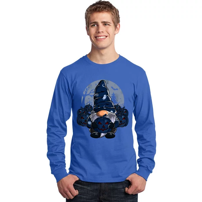 Cute Gnome Pumpkin Moon Funny Boys Girls Halloween Gnomies Cool Gift Tall Long Sleeve T-Shirt