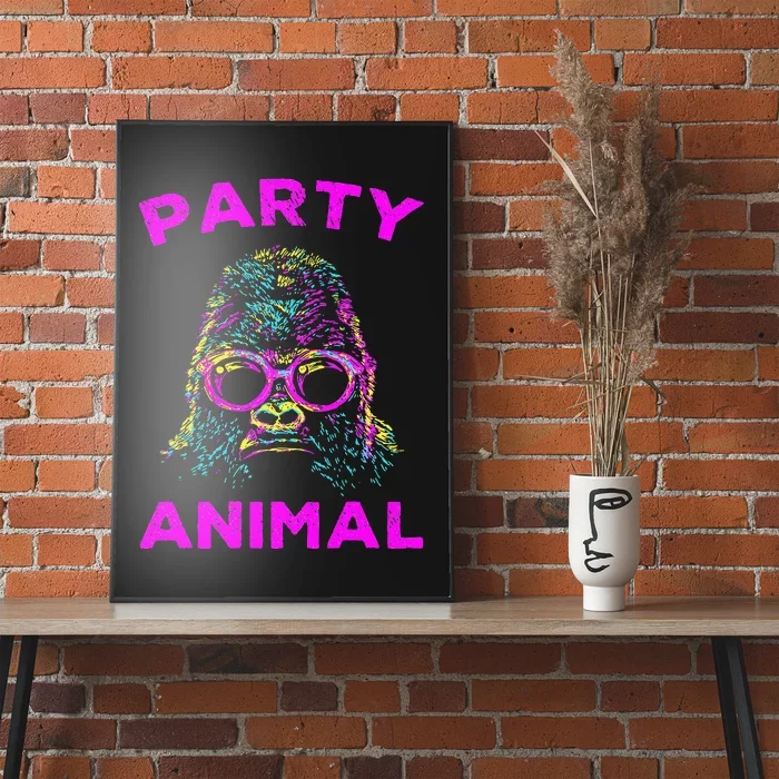 Cute Gorilla Party Animal Lover Colorful Monkey Poster