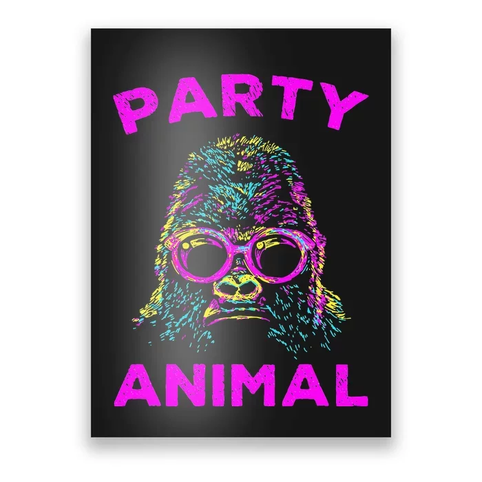 Cute Gorilla Party Animal Lover Colorful Monkey Poster