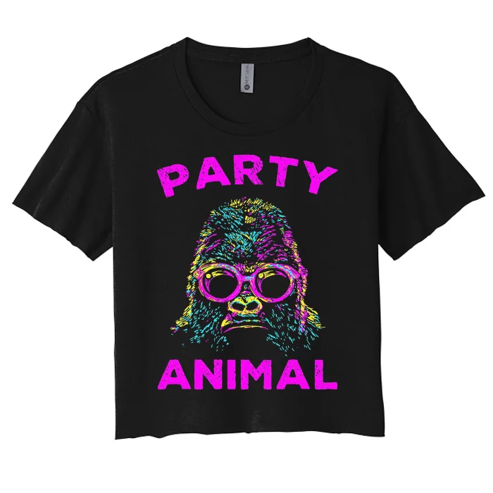 Cute Gorilla Party Animal Lover Colorful Monkey Women's Crop Top Tee