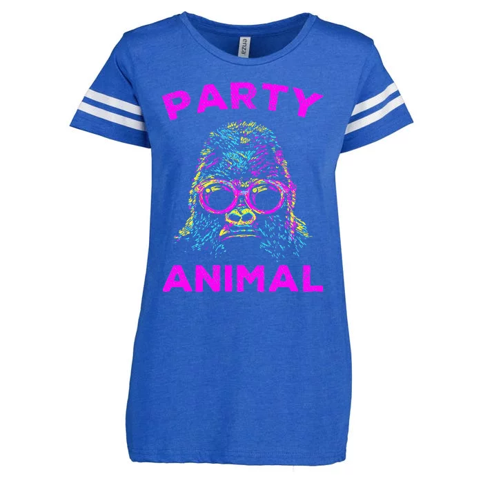 Cute Gorilla Party Animal Lover Colorful Monkey Enza Ladies Jersey Football T-Shirt