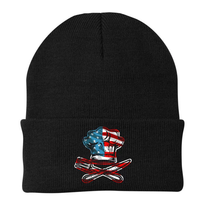 Culinary Gangster Pastry Chef Cooking Culinary USA Flag Knit Cap Winter Beanie