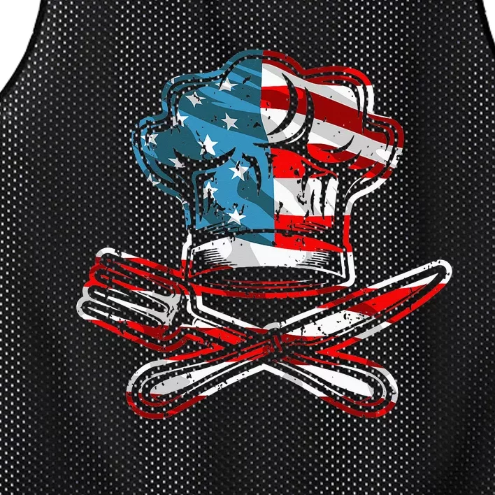 Culinary Gangster Pastry Chef Cooking Culinary USA Flag Mesh Reversible Basketball Jersey Tank