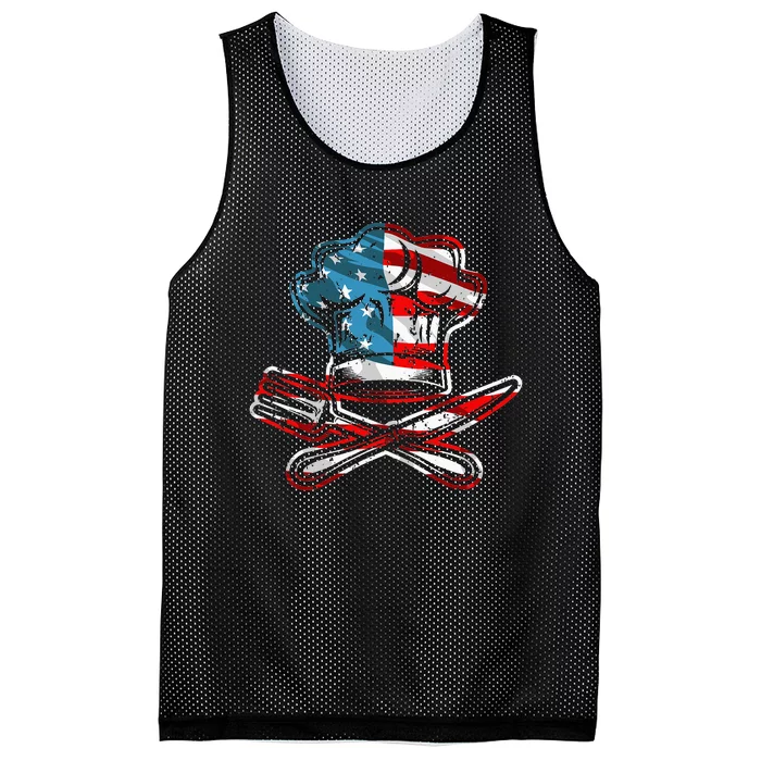 Culinary Gangster Pastry Chef Cooking Culinary USA Flag Mesh Reversible Basketball Jersey Tank