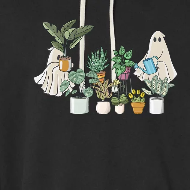 Cute Ghost Plant Lady Ghost Halloween Garment-Dyed Fleece Hoodie