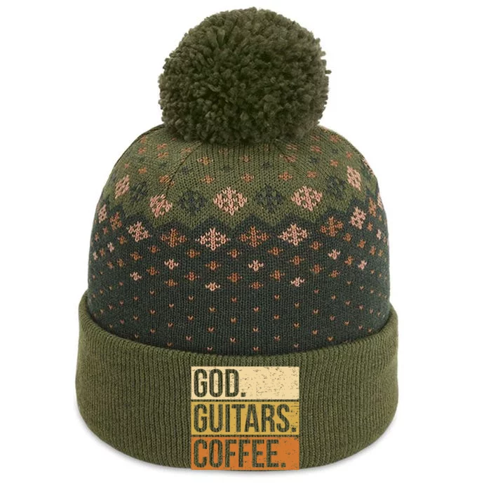 Christian Guitar Player Guitarist I God Guitars Coffee The Baniff Cuffed Pom Beanie