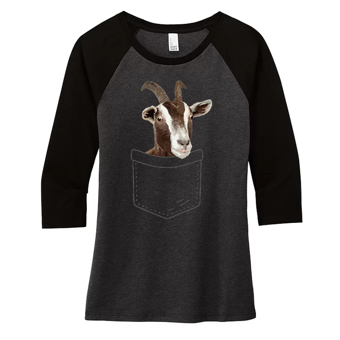 Cool Goat Pocket Goat Whisperer Farm Animal Women's Tri-Blend 3/4-Sleeve Raglan Shirt