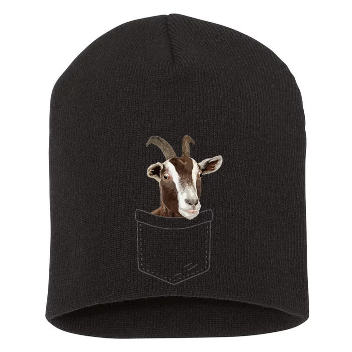 Cool Goat Pocket Goat Whisperer Farm Animal Short Acrylic Beanie