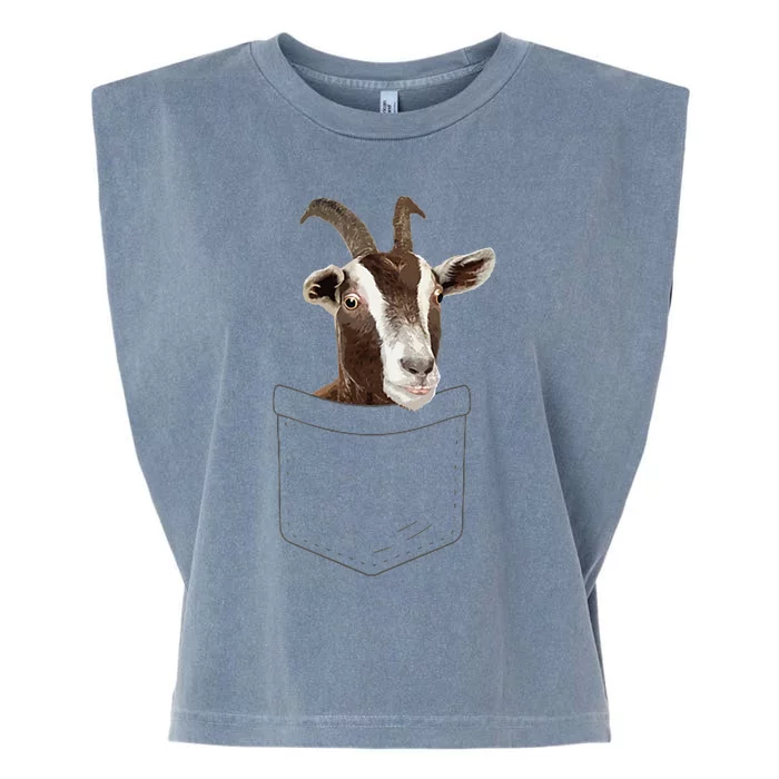 Cool Goat Pocket Goat Whisperer Farm Animal Garment-Dyed Women's Muscle Tee