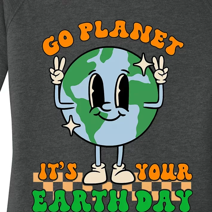 Cute Go Planet Its Your Earth Day Peace Groovy Women's Perfect Tri Tunic Long Sleeve Shirt